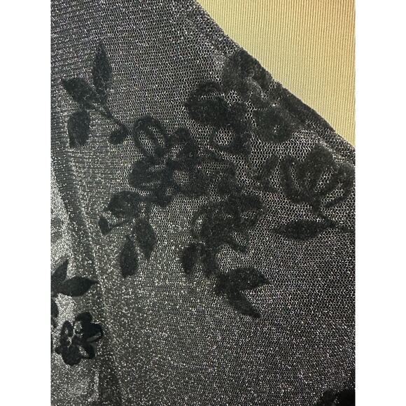 JM Studio Size 12 Black Dress Drape Shimmer Glitter Velvet Floral Cocktail XMAS - Picture 7 of 12
